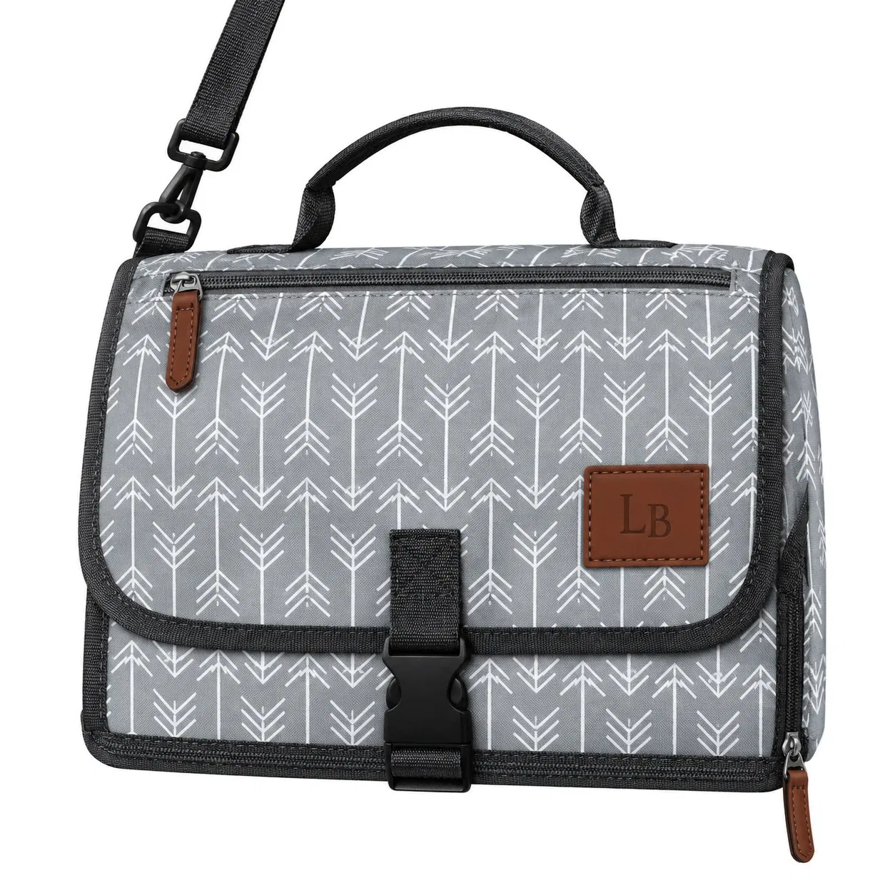 Foldable Baby Changing Mat Organizer Bag with Mesh Pockets and Detachable Strap