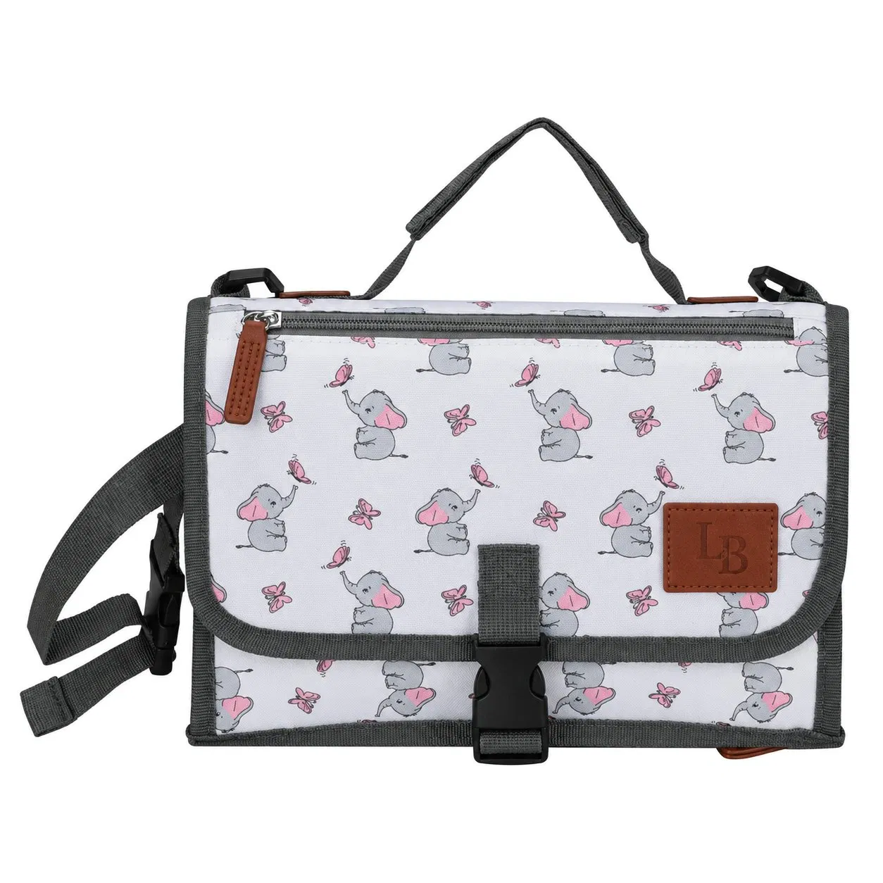 Foldable Baby Changing Mat Organizer Bag with Mesh Pockets and Detachable Strap