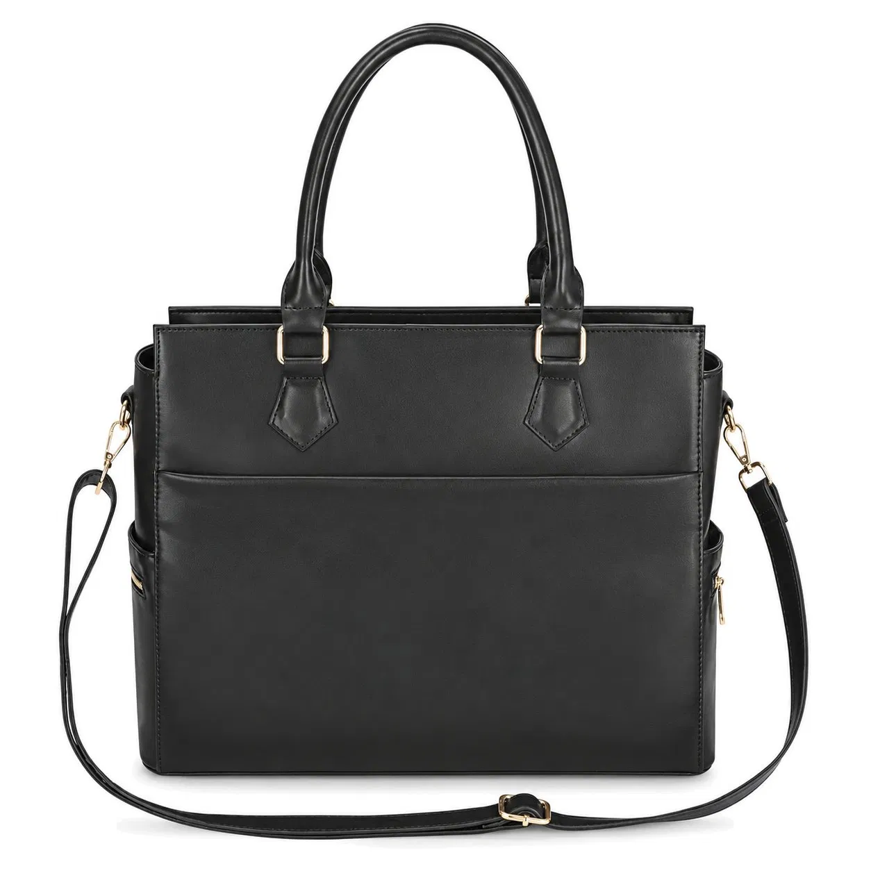 PU Laptop Tote Bag for Women with Insulated Lunch Compartment and Zipper Closure