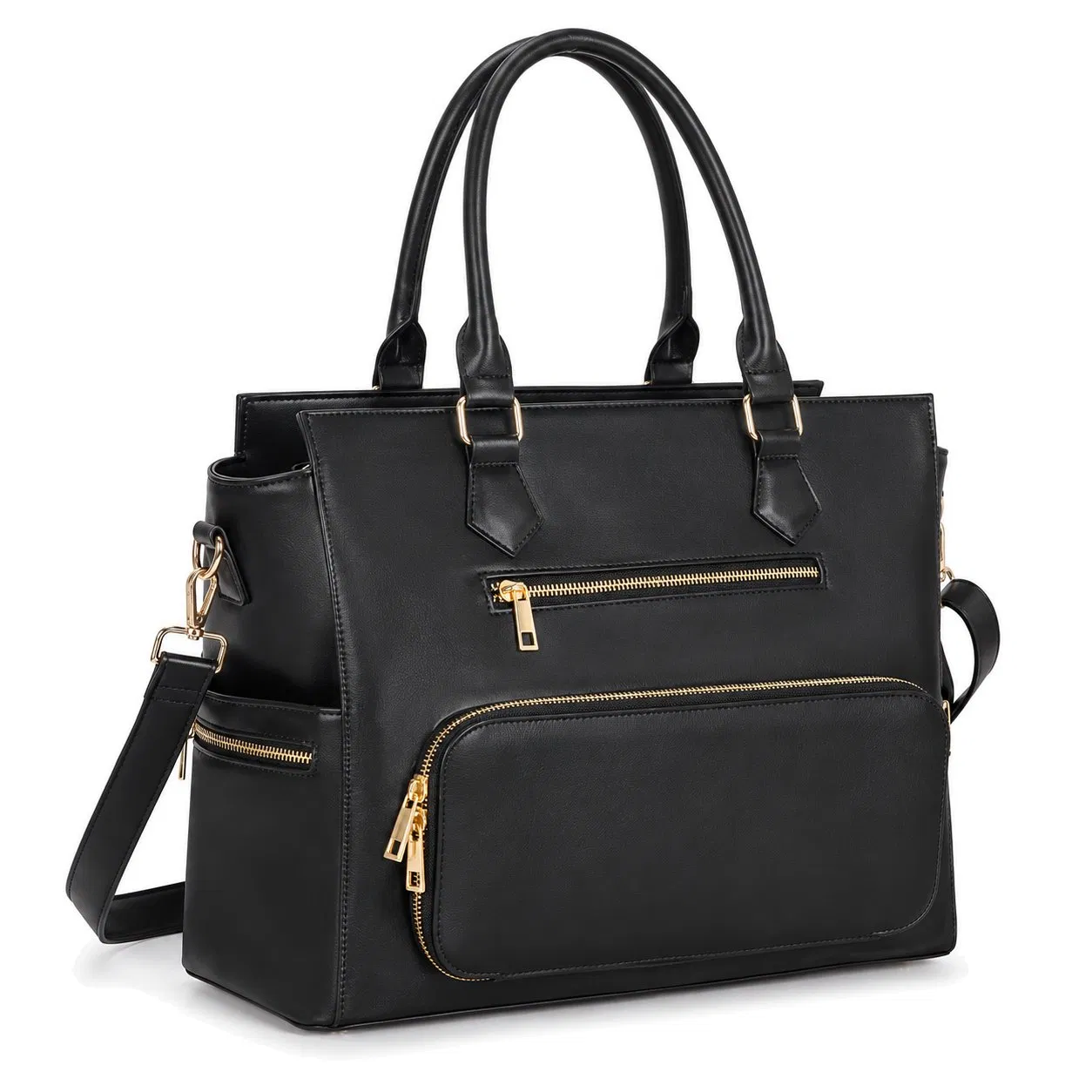 PU Laptop Tote Bag for Women with Insulated Lunch Compartment and Zipper Closure