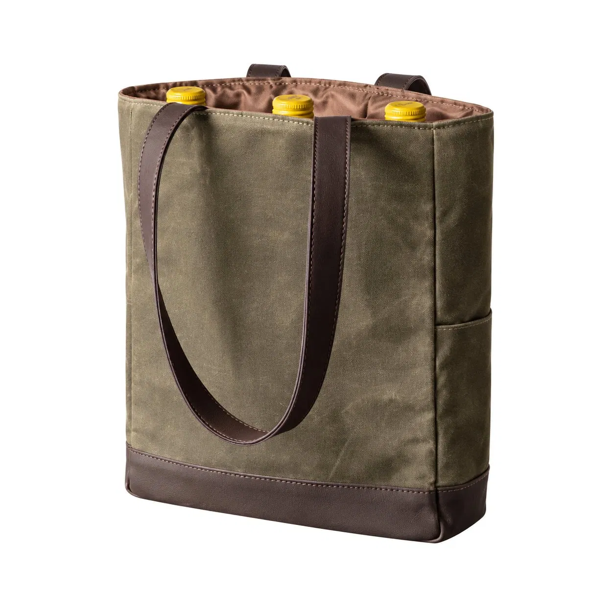 Canvas Insulated Wine Bottle Tote Bag with Zipper Closure for Travel and Gifts