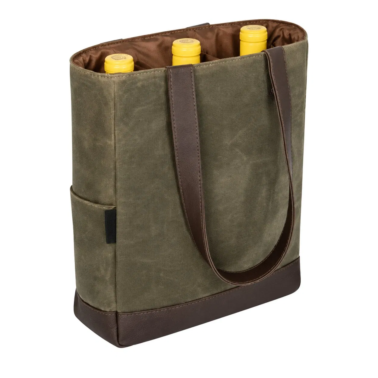 Canvas Insulated Wine Bottle Tote Bag with Zipper Closure for Travel and Gifts
