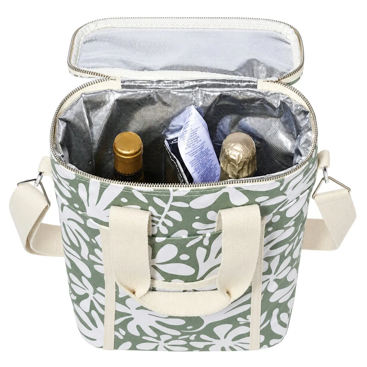 Padded Insulated Wine Bottle Carrier Tote Bag with Zipper for Picnics and Travel