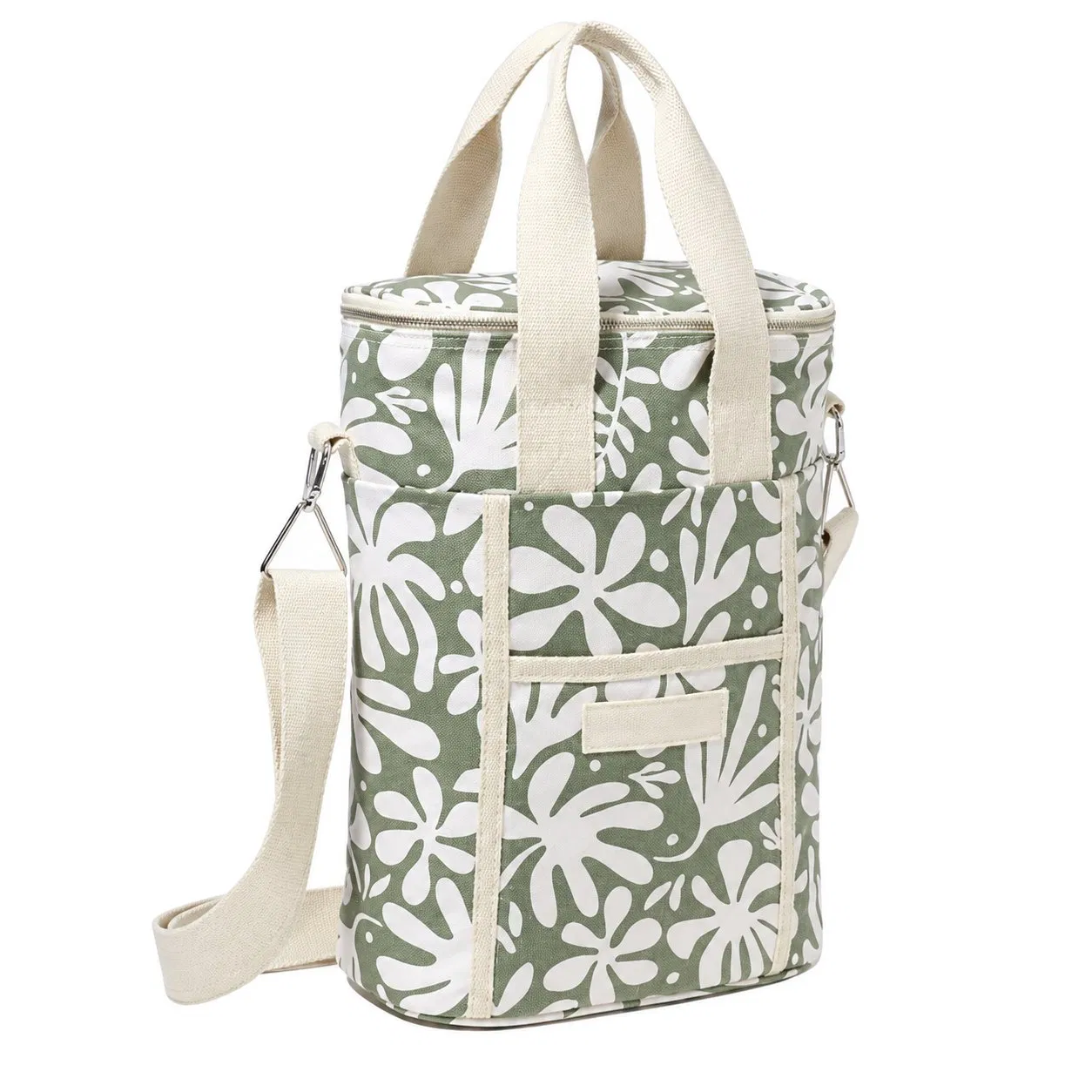 Padded Insulated Wine Bottle Carrier Tote Bag with Zipper for Picnics and Travel