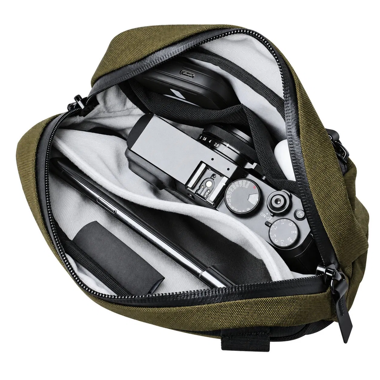 Nylon Waist Sling Bag with Adjustable Belt and Zipper Pockets