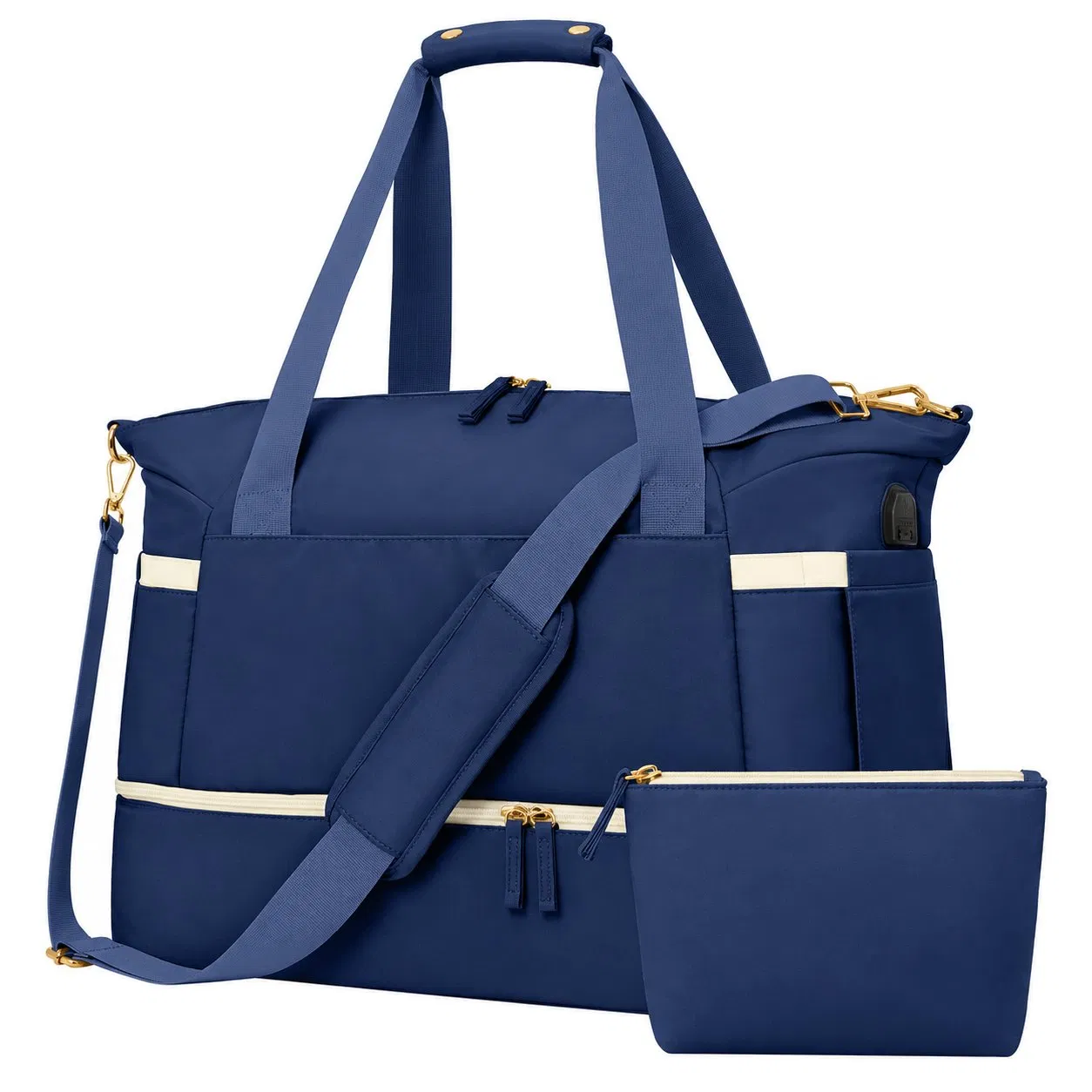 Foldable Gym Travel Duffel Bag with Custom Printed Logo and Zipper Closure