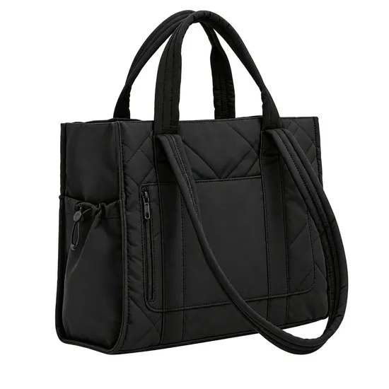 Women Puffy Nylon Quilted Travel Tote Bag