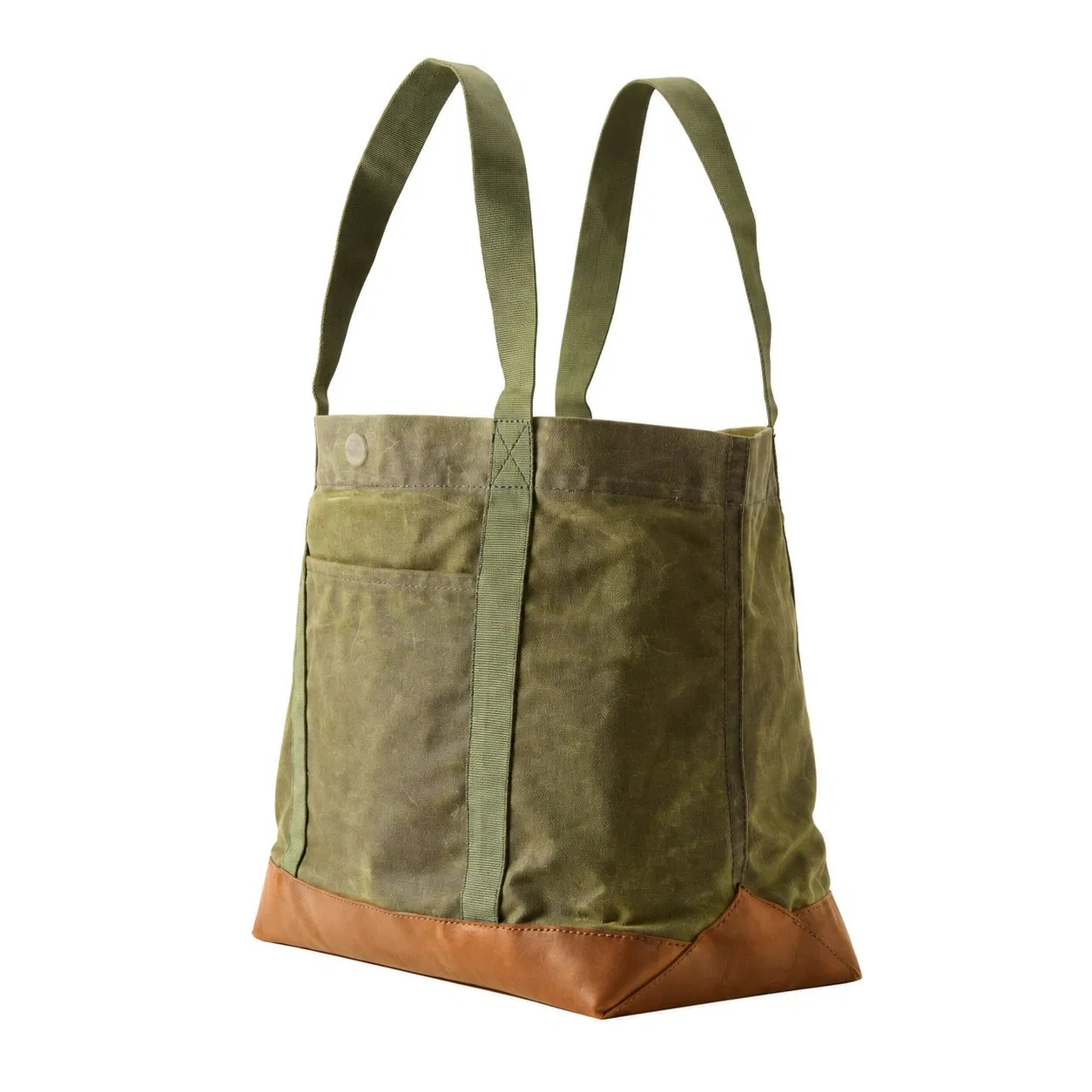 Waxed Canvas Tote Bag with Leather Reinforced Base