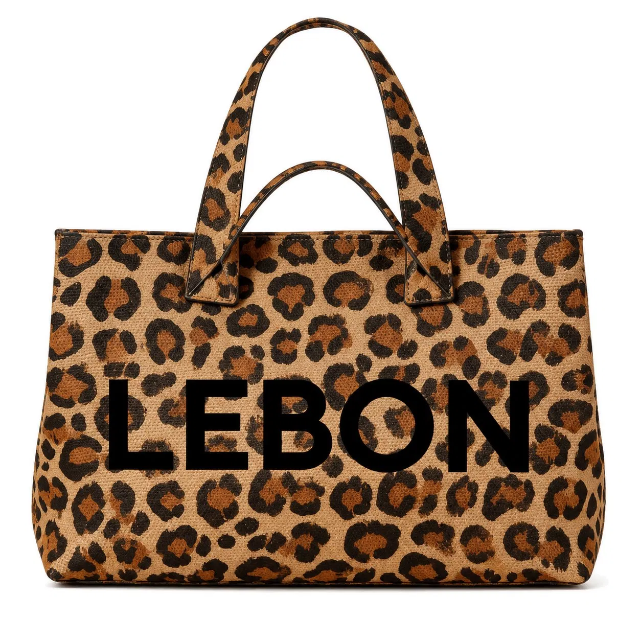 Women Custom Leopard Print Knitted Tote Bag