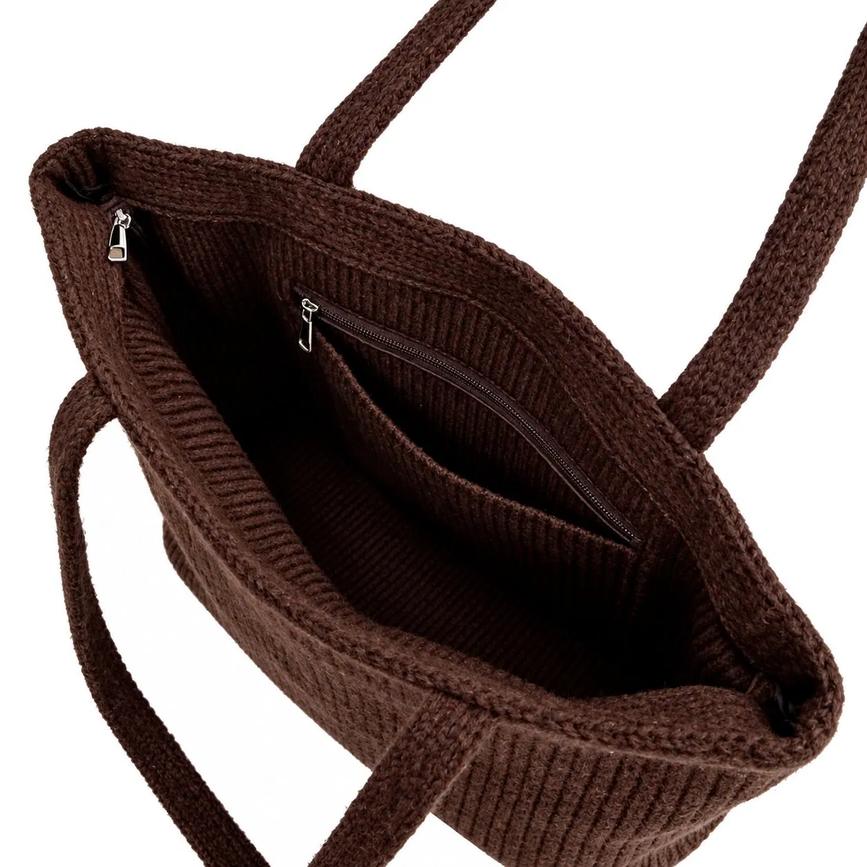 Women Knitted Tote Bag with Cosmetic Pouch