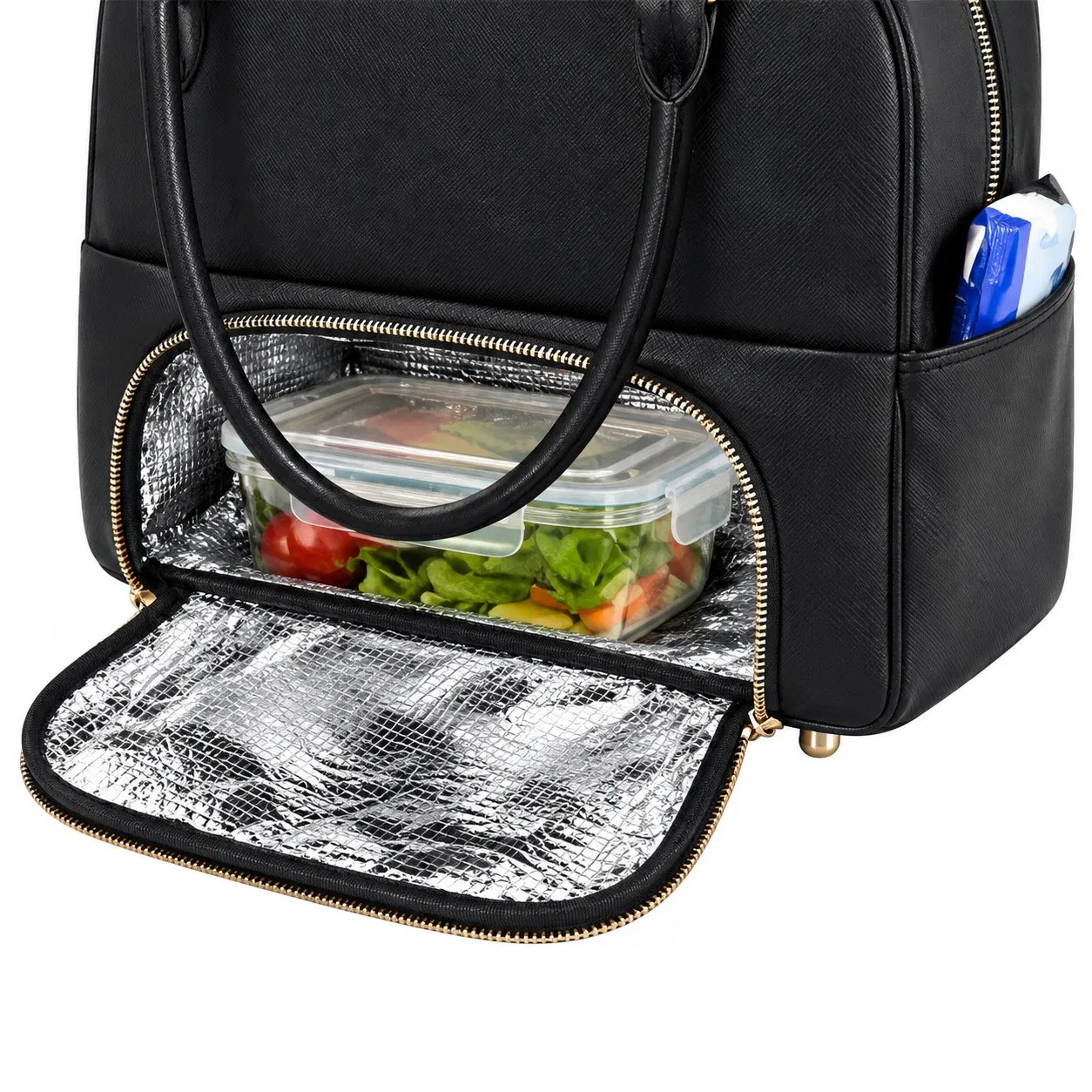 Custom PU Leather Insulated Office Lunch Cooler Tote