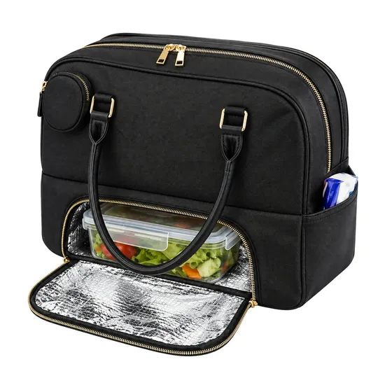 Custom PU Leather Insulated Work Lunch Tote Bag