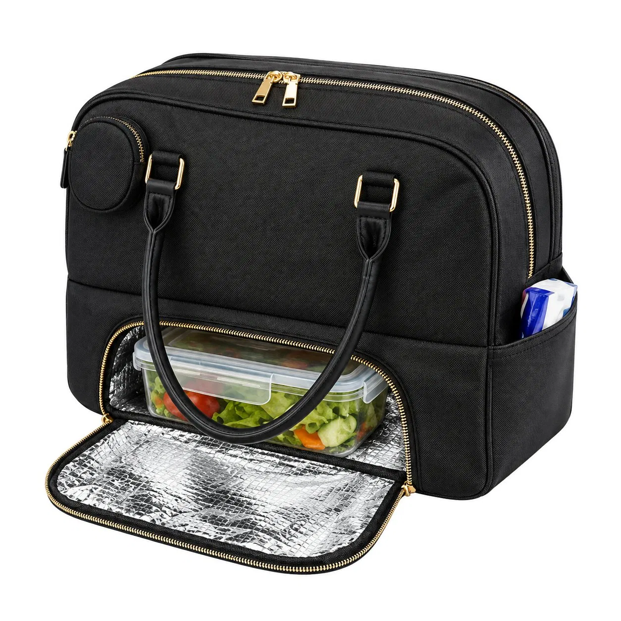 Custom PU Leather Insulated Work Lunch Tote Bag