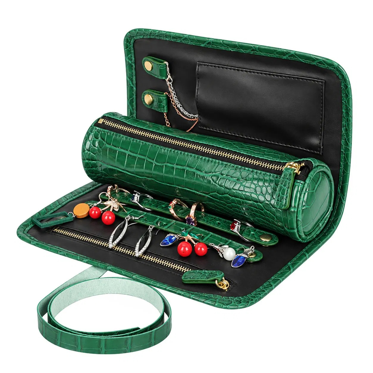 Custom PU Travel Jewelry Organizer Roll Pouch Bag