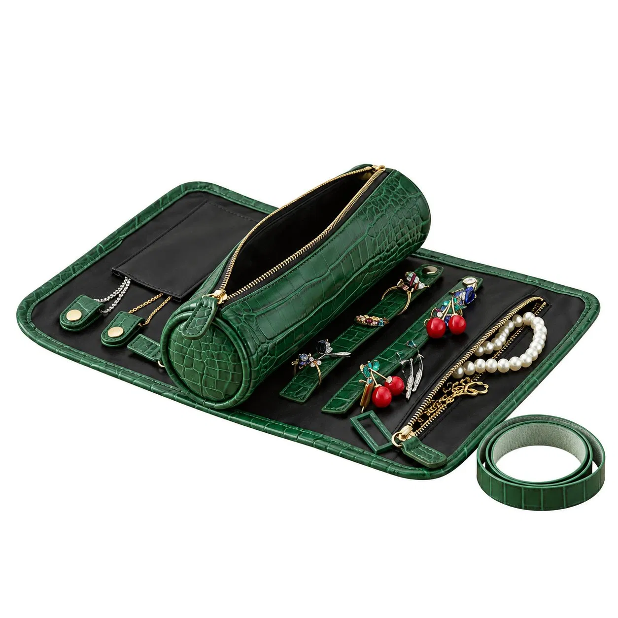 Custom PU Leather Travel Jewelry Organizer Pouch Bag