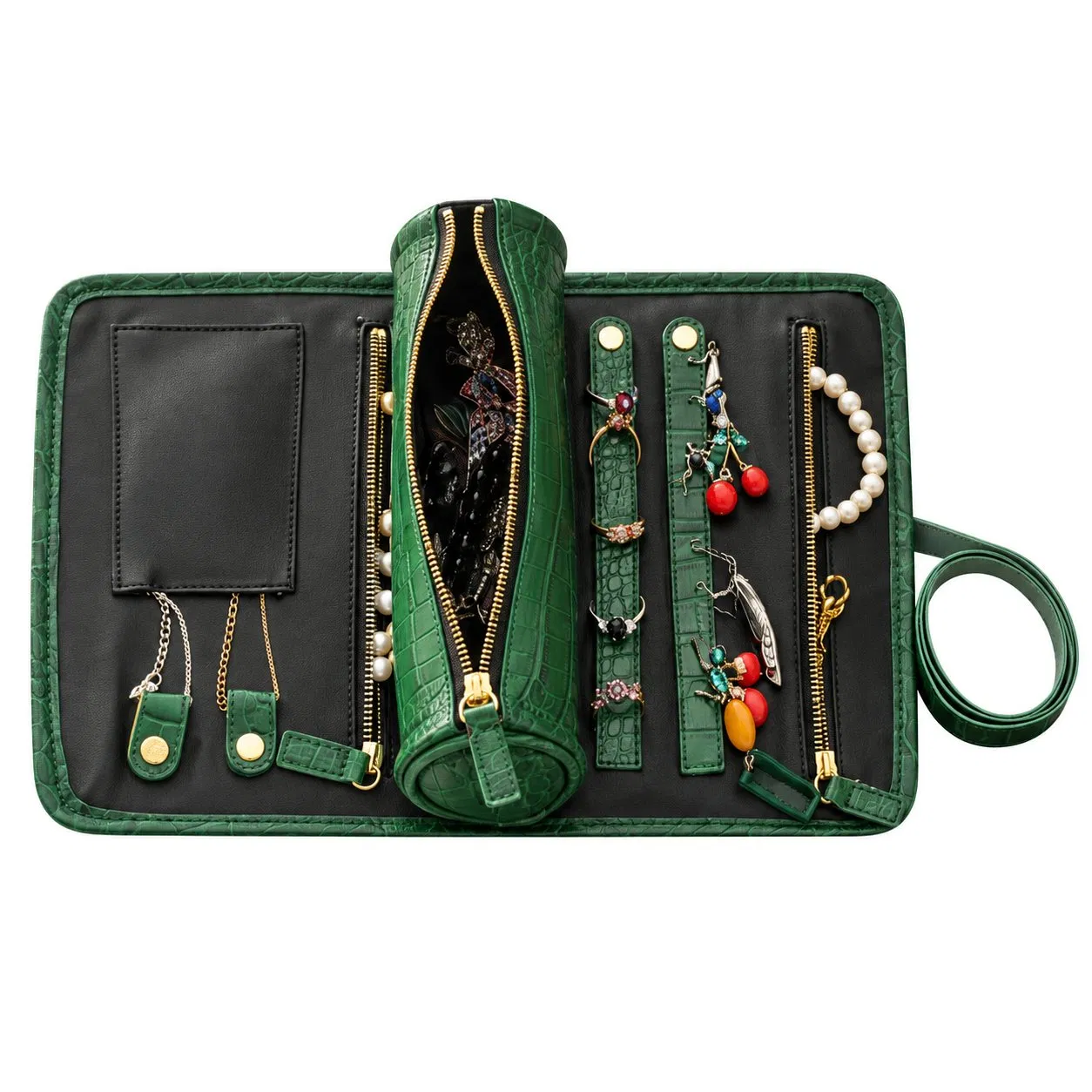 Custom PU Leather Travel Jewelry Organizer Pouch Bag
