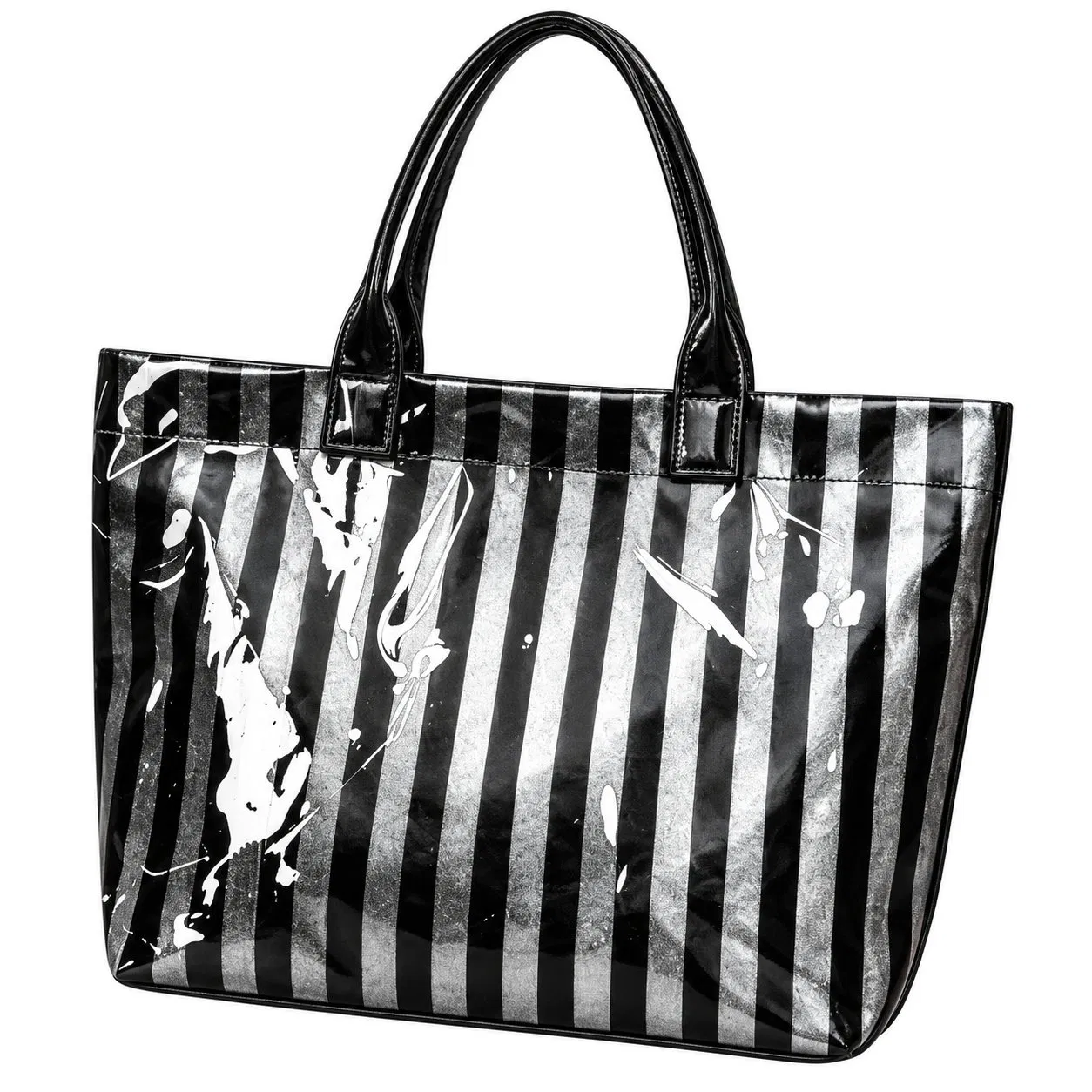 Custom Vintage Striped PVC Beach Shopping Tote Bag