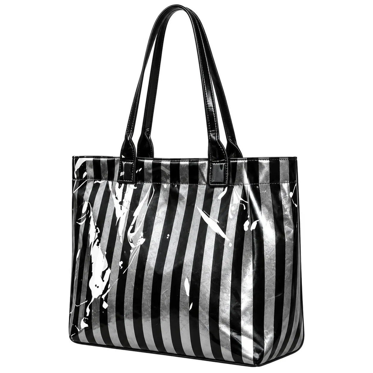 Custom Vintage Striped PVC Beach Shopping Tote Bag
