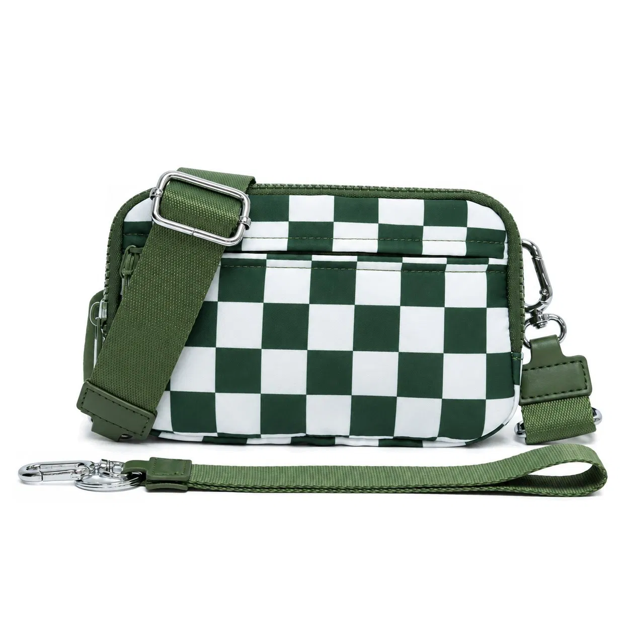 Custom Women Polyester Checkered Crossbody Shoulder Bag