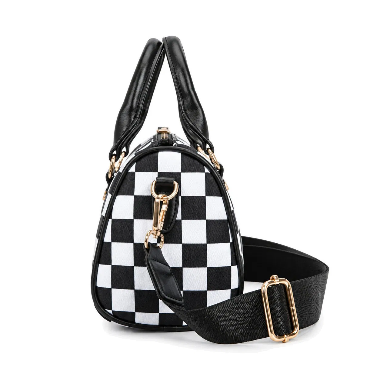 Custom Women Checkered Boston Crossbody Shoulder Handbag