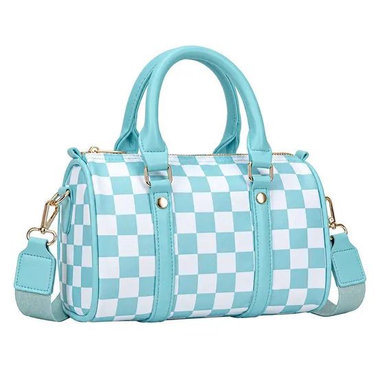 Custom Women Checkered Boston Crossbody Shoulder Handbag