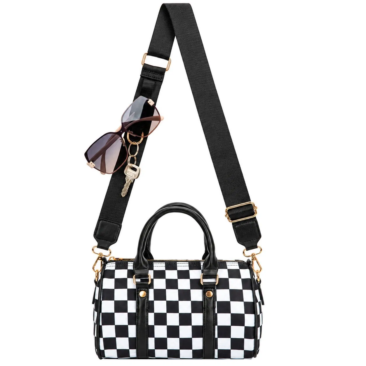 Custom Women Checkered Boston Crossbody Shoulder Handbag