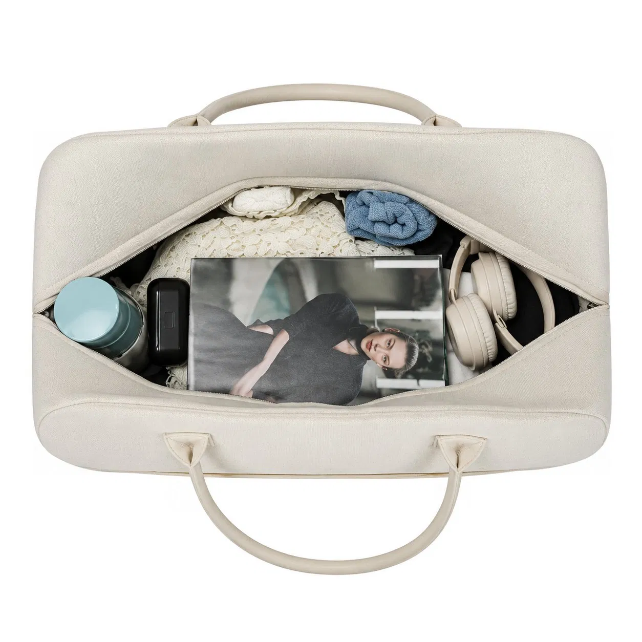 Custom Canvas Large Travel Tote Bag with Zipper