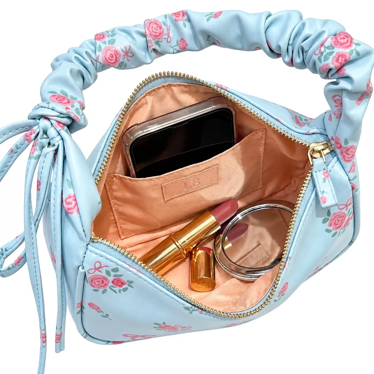 Custom Vintage Floral Zipper Shoulder Handbag