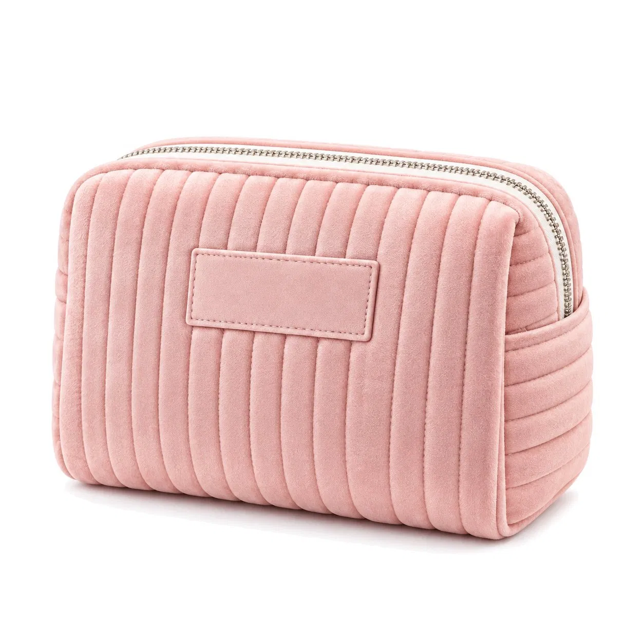 Custom Velvet Quilted Zipper Travel Cosmetic Pouch Bag