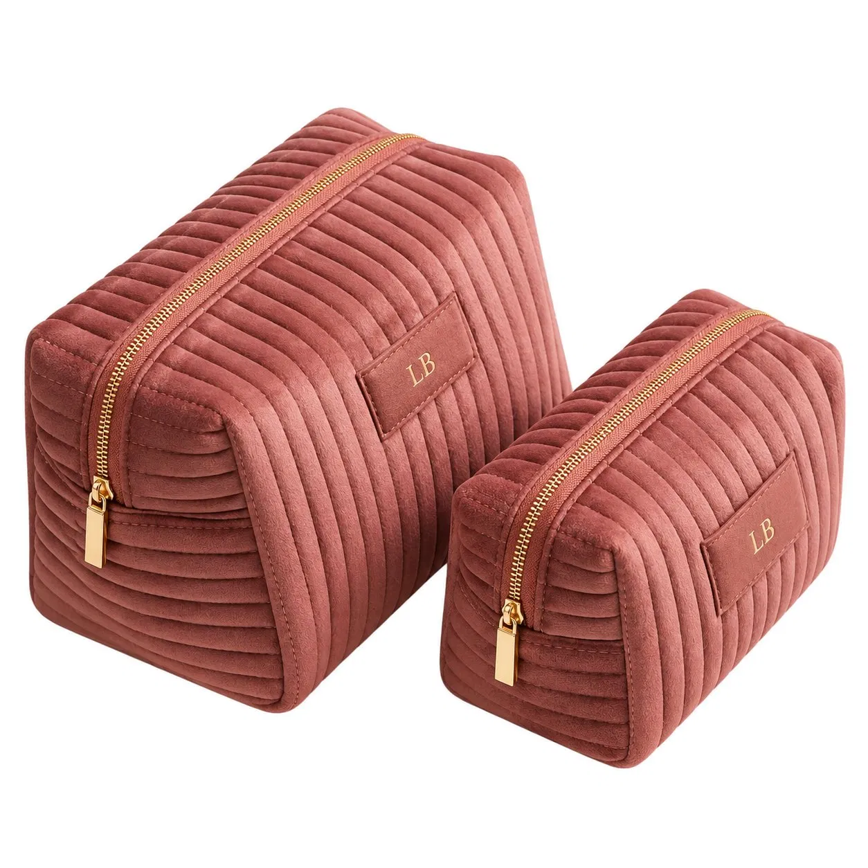 Custom Velvet Quilted Zipper Travel Cosmetic Pouch Bag