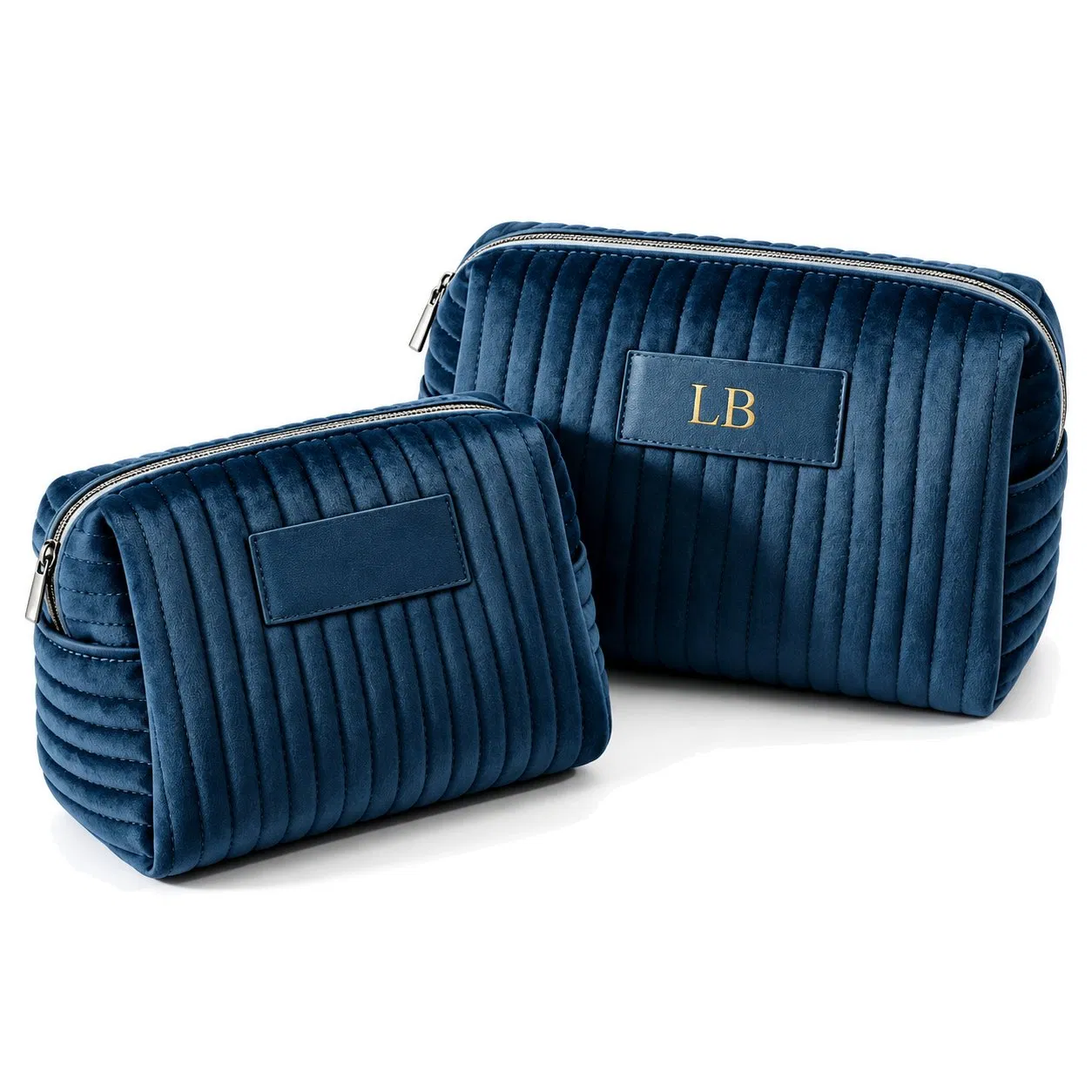 Custom Velvet Quilted Zipper Travel Cosmetic Pouch Bag