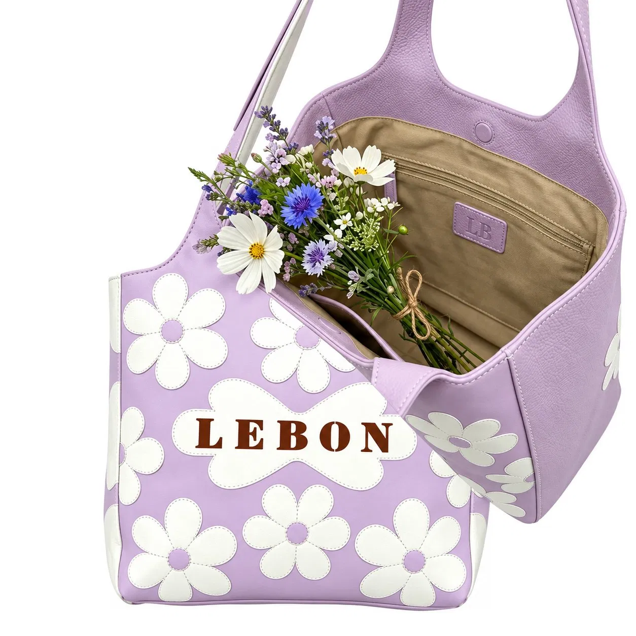 Custom Embroidered Polyester Women Shopping Shoulder Tote Bag