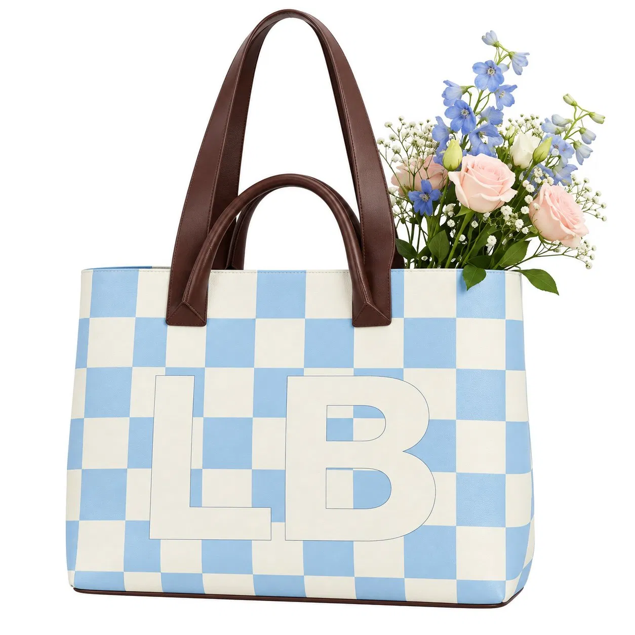 Custom Polyester Dual Handle Letter Shoulder Tote Bag