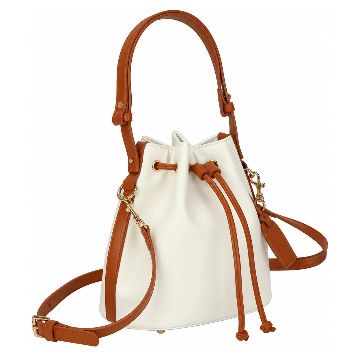 Custom PU Bucket Shoulder Bag with Polyester Lining for Women