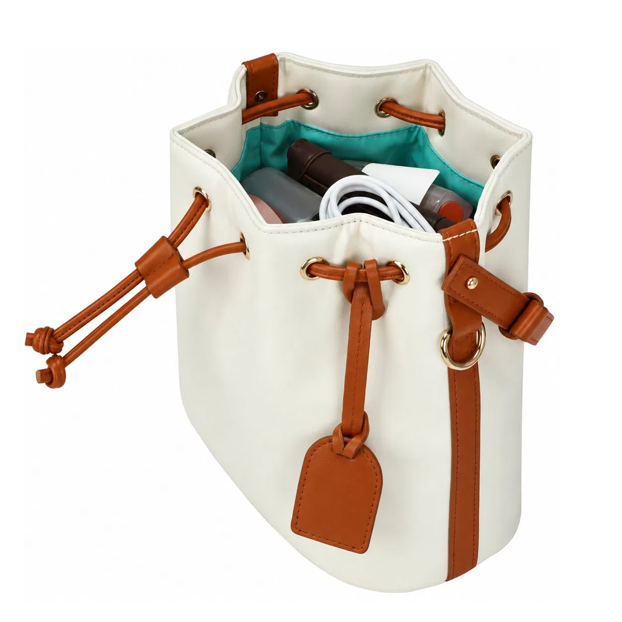 Custom PU Bucket Shoulder Bag with Polyester Lining for Women