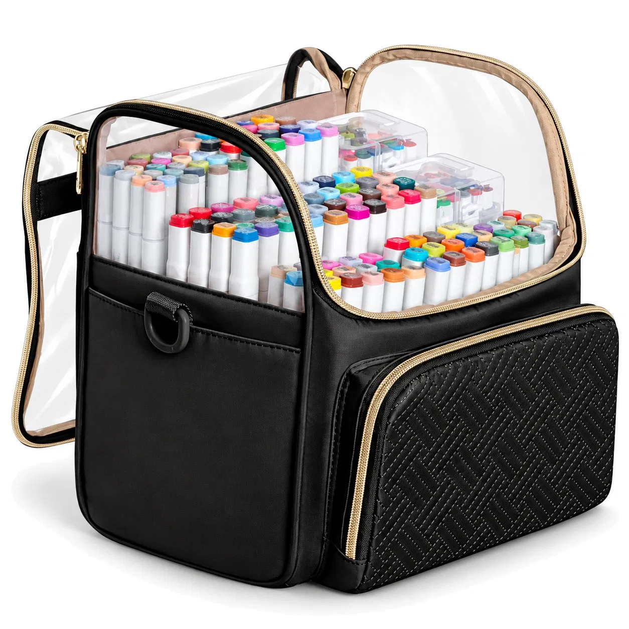 Large Polyester Marker Organizer Storage Bag with Dividers and Four Pockets for 180 Markers