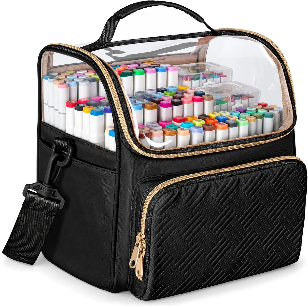 Large Polyester Marker Organizer Storage Bag with Dividers and Four Pockets for 180 Markers