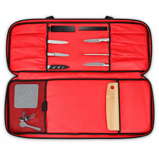 Professional Chef Knife Carrier Travel Bag with Zippered Compartment and Custom Logo
