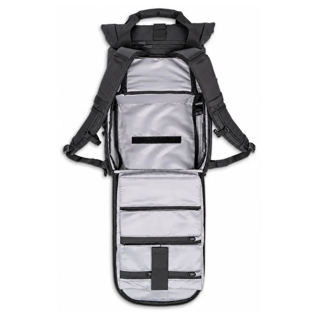 Custom 41L Rolltop Camera Backpack with Side Access and Laptop Sleeves for Travel