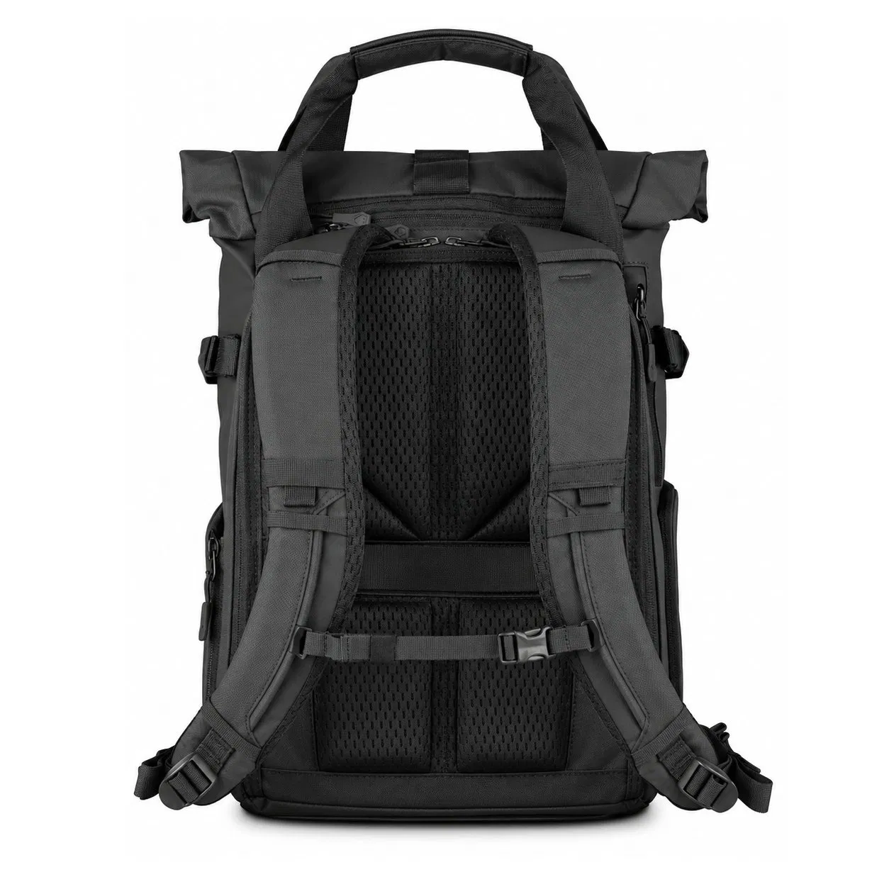 Custom 41L Rolltop Camera Backpack with Side Access and Laptop Sleeves for Travel