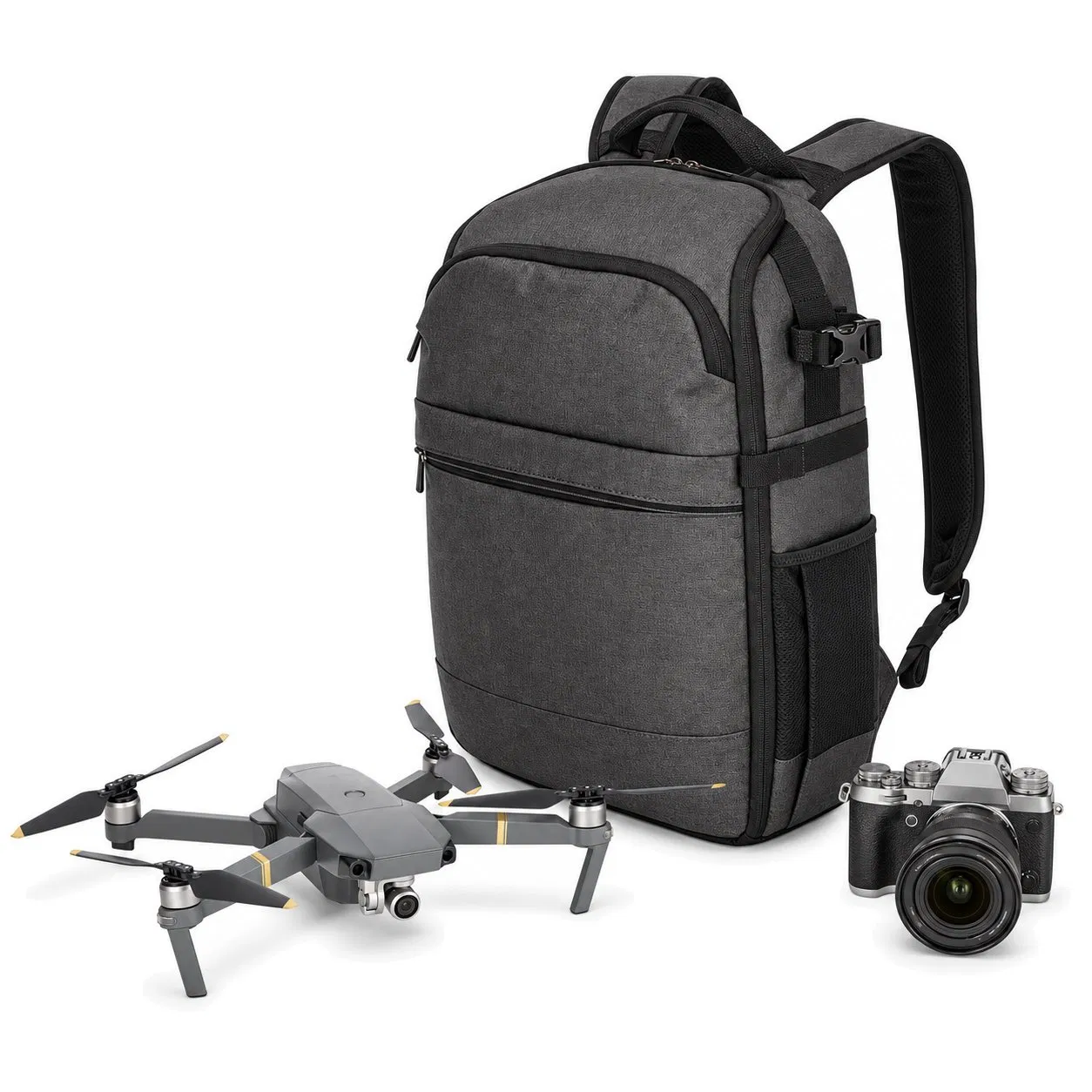 Portable 30L Camera Backpack with Adjustable Padded Storage for DSLR Cameras and Drones