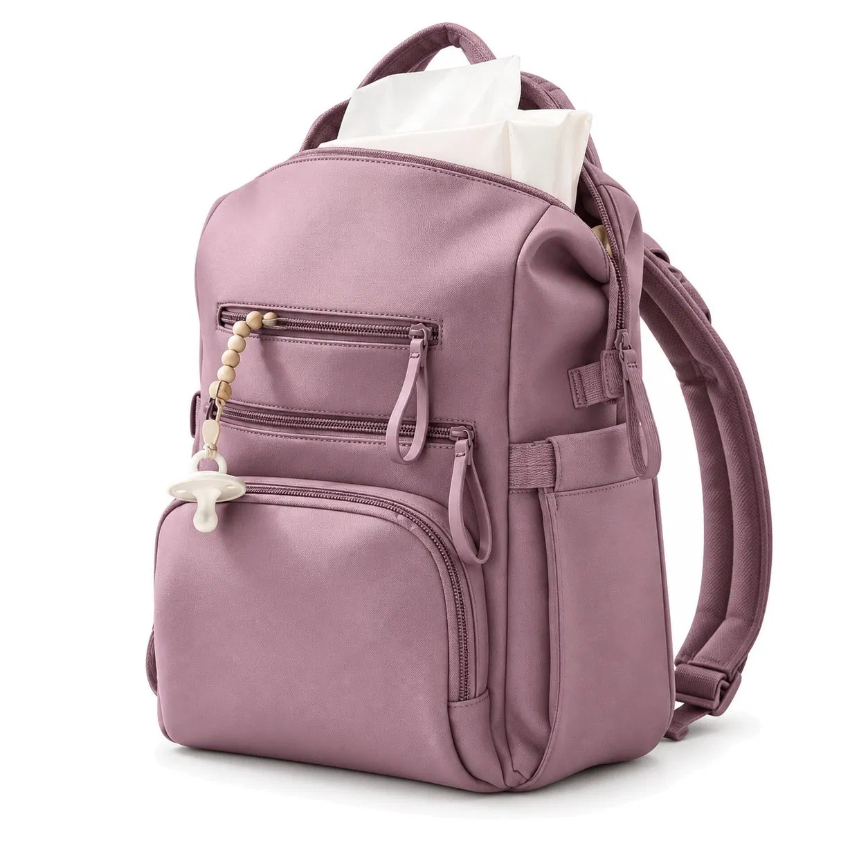 Portable Neoprene Mommy Diaper Backpack with Large Capacity and Zipper Closure