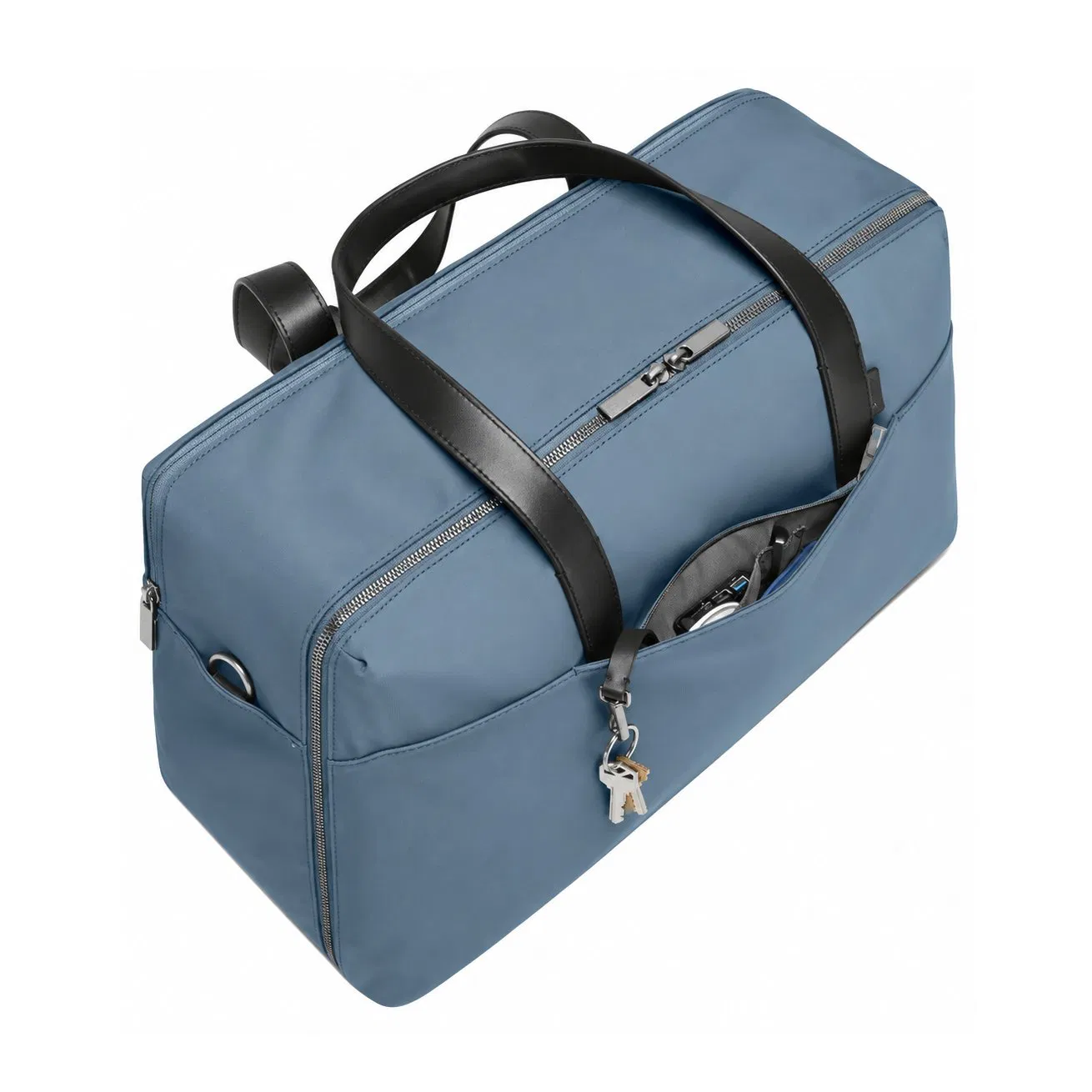 Large Capacity PU Weekender Travel Bag with Zipper Pockets and Soft Handles