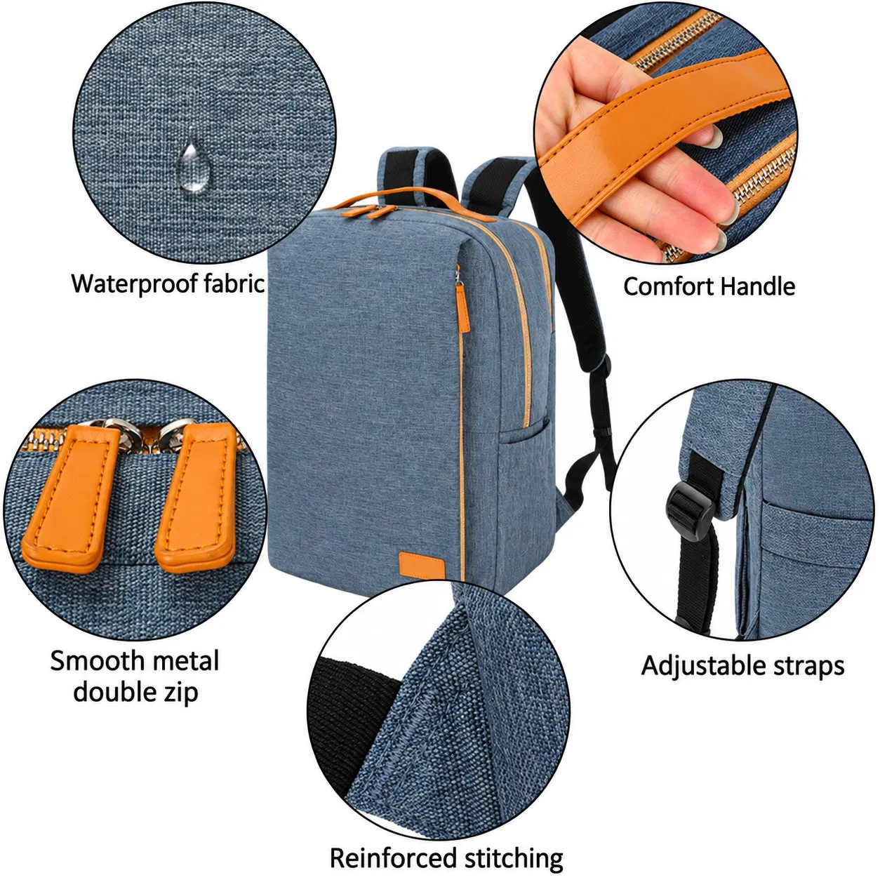 Denim Softback Travel Backpack with Interior Compartment and Soft Handle