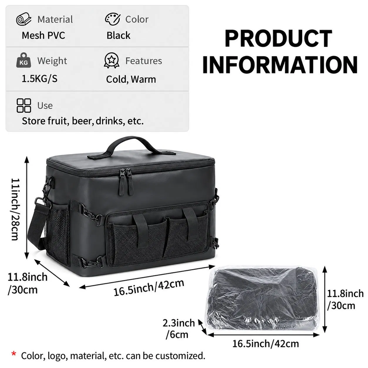 Custom 30L PVC Insulated Picnic Camping Lunch Cooler Bag