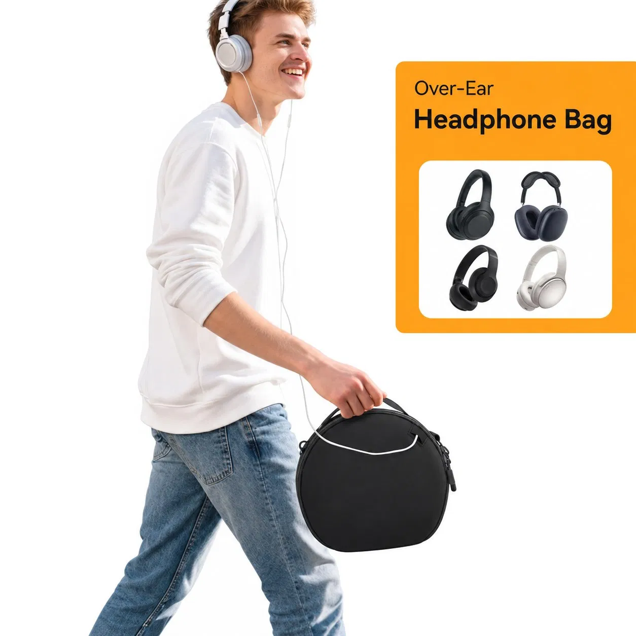 Custom Nylon Padded Travel Headphone Storage Carry Bag