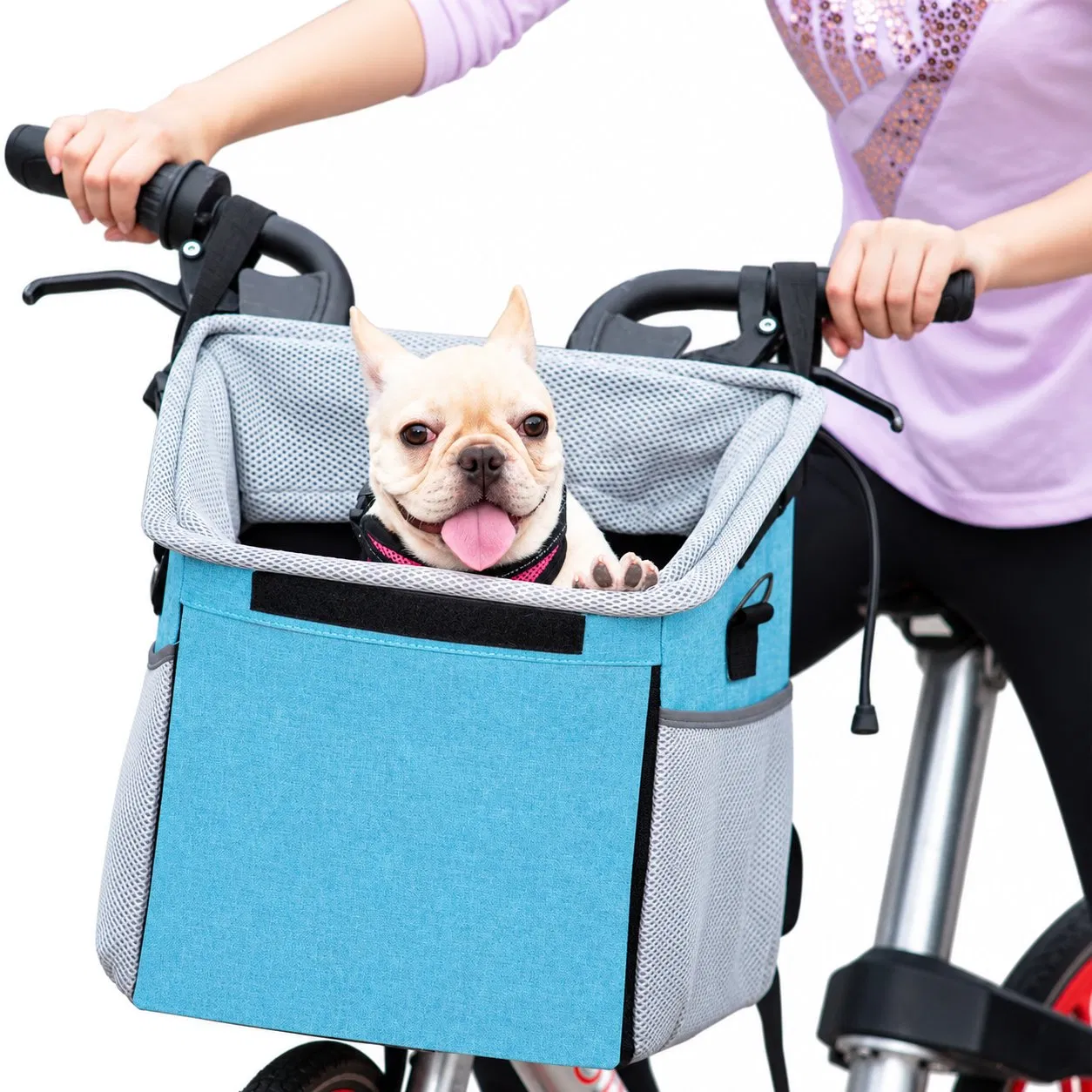 Custom Polyester Bicycle Handlebar Pet Carrier Basket Bag