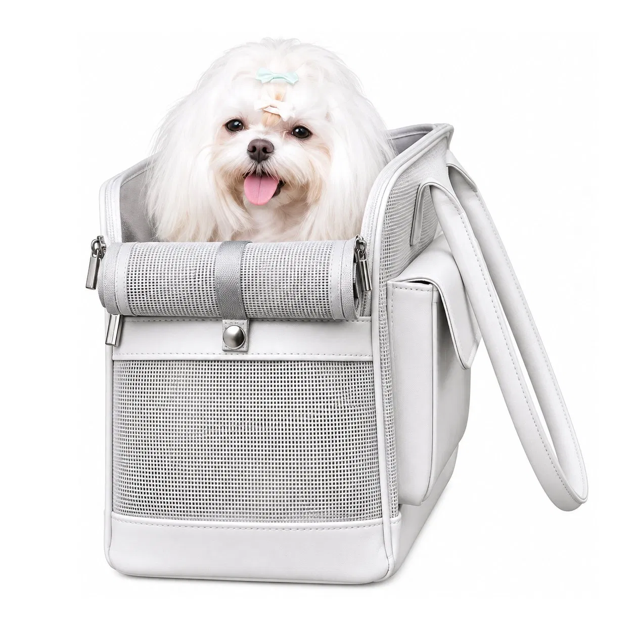 Custom Soft Sided Nylon Pet Carrier Tote with Breathable Mesh