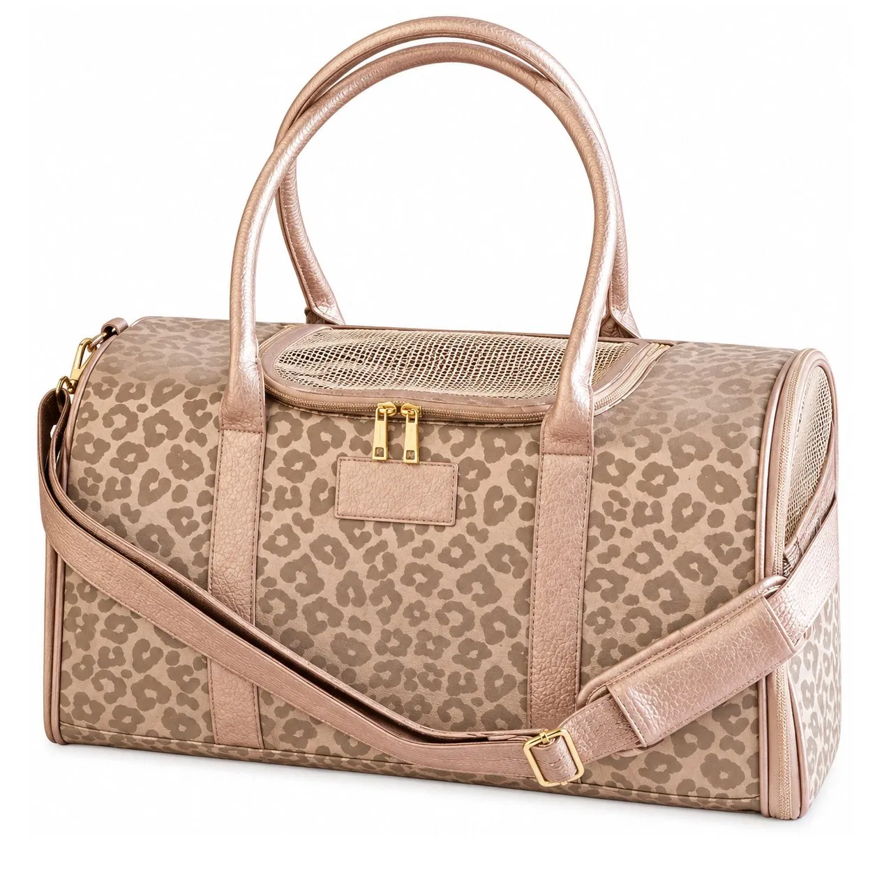 Custom Leopard Print Pet Sling Carrier Tote Bag with Breathable Mesh for Travel