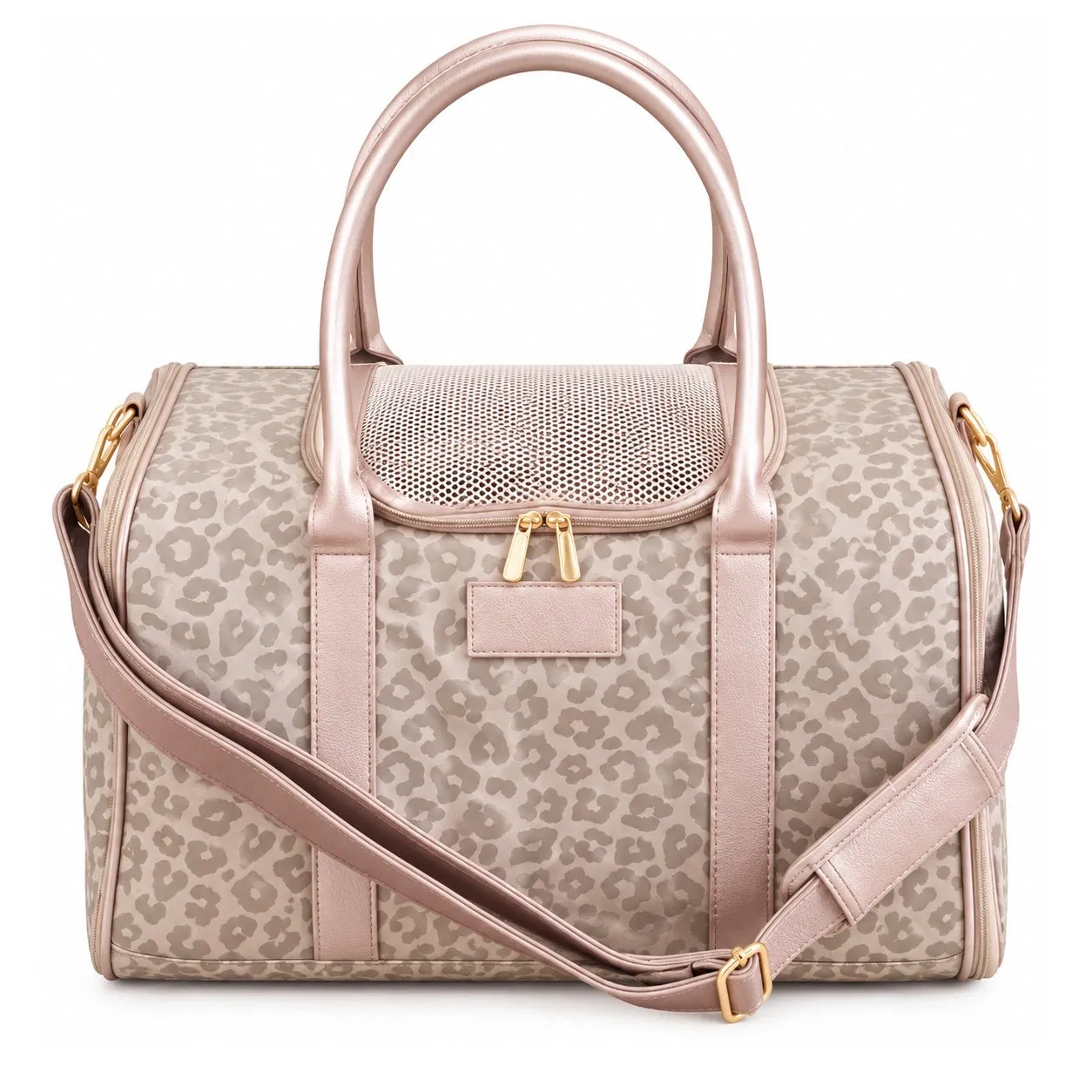 Custom Leopard Print Pet Sling Carrier Tote Bag with Breathable Mesh for Travel